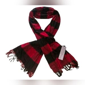 Plaid Red and Black Scarf New With Tags